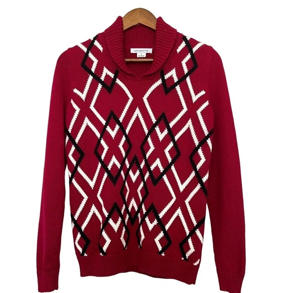 Liz Claiborne V-Neck Argyle Pullover Sweater Size‎ Small